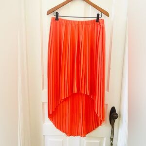 Michael Kors Orange Pleated High Low Skirt
